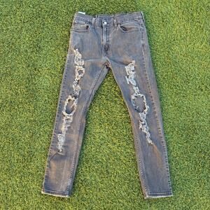 Levi's 512 Men's Black Ripped Size 31x29 Cotton Denim